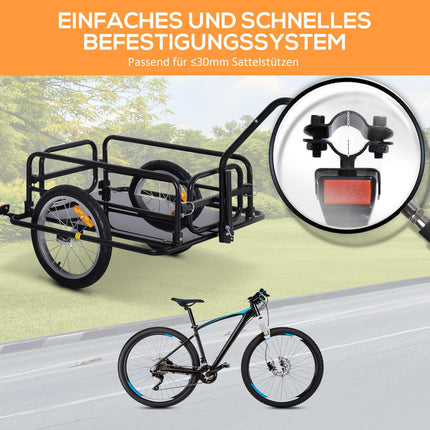 Fahrradanhänger, 40 kg Traglast, faltbar, schwarz