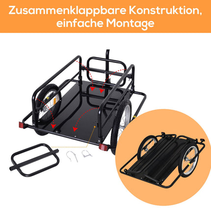 Fahrradanhänger, 40 kg Traglast, faltbar, schwarz