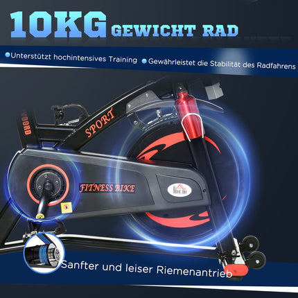 Exercise bike trainer with 10 kg flywheel and LCD screen