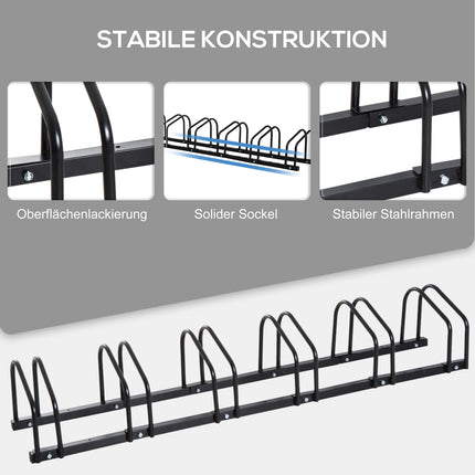 Wetterfester Fahrradständer aus Stahl, Boden- und Wandmontage, schwarz