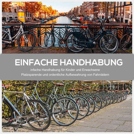 Wetterfester Fahrradständer aus Stahl, Boden- und Wandmontage, schwarz