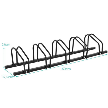 Bicycle stand, floor stand, stand with 5 bicycle parking spaces, black