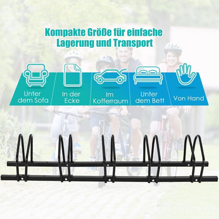 Bicycle stand, floor stand, stand with 5 bicycle parking spaces, black