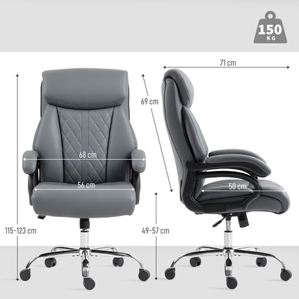 Big and Tall Office Chair, PU Leather, 150 kg, Anthracite
