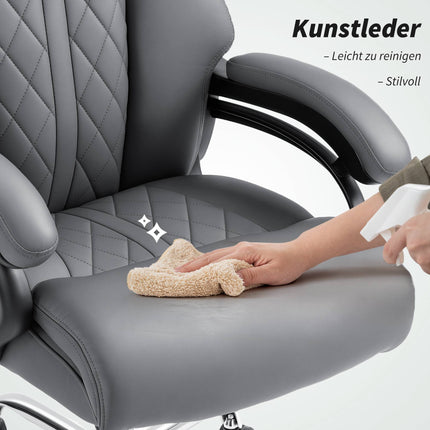 Big and Tall Office Chair, PU Leather, 150 kg, Anthracite