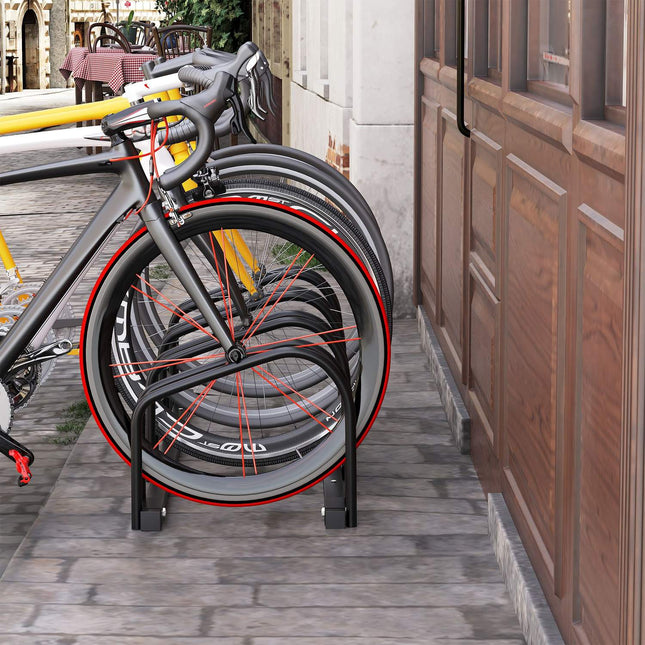 Wetterfester Fahrradständer aus Stahl für 5 Fahrräder, Boden- und Wandmontage