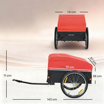 Bike Trailer with 170L Cargo Box, Fits 22"-28" Wheels
