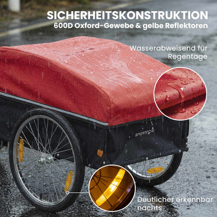Bike Trailer with 170L Cargo Box, Fits 22"-28" Wheels