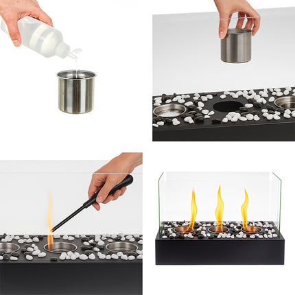Bioethanol Standkamin, 45x30x21 cm, Glaswände