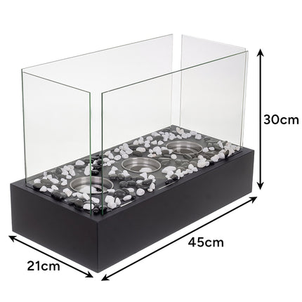 Bioethanol Standkamin, 45x30x21 cm, Glaswände