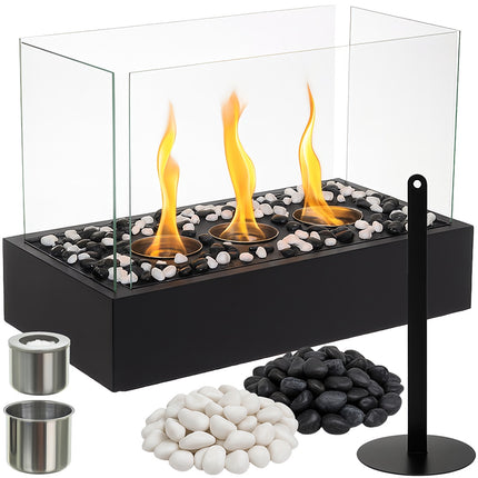Bioethanol Standkamin, 45x30x21 cm, Glaswände
