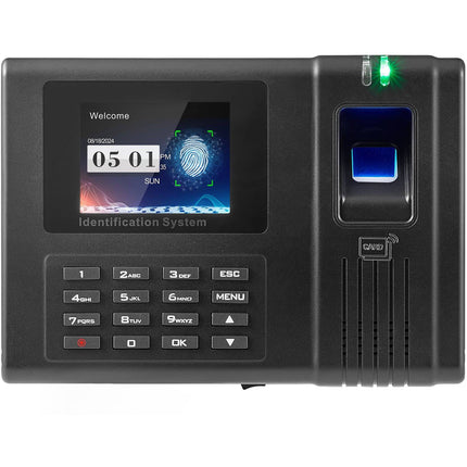 Biometric Time Clock, Fingerprint RFID PIN, USB, 5 Cards