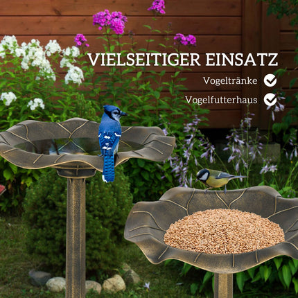 Vogelbad aus Bronze mit Ständer, 71cm, Lotusblatt-Design