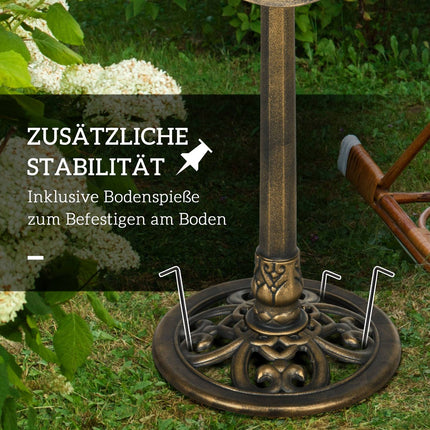 Vogelbad aus Bronze mit Ständer, 71cm, Lotusblatt-Design