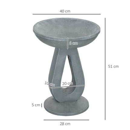 Bain d'oiseaux avec support aspect pierre, mangeoire à oiseaux, bain d'oiseaux sauvages pour jardin et balcon, gris, 51 cm