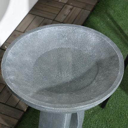 Bain d'oiseaux avec support aspect pierre, mangeoire à oiseaux, bain d'oiseaux sauvages pour jardin et balcon, gris, 51 cm