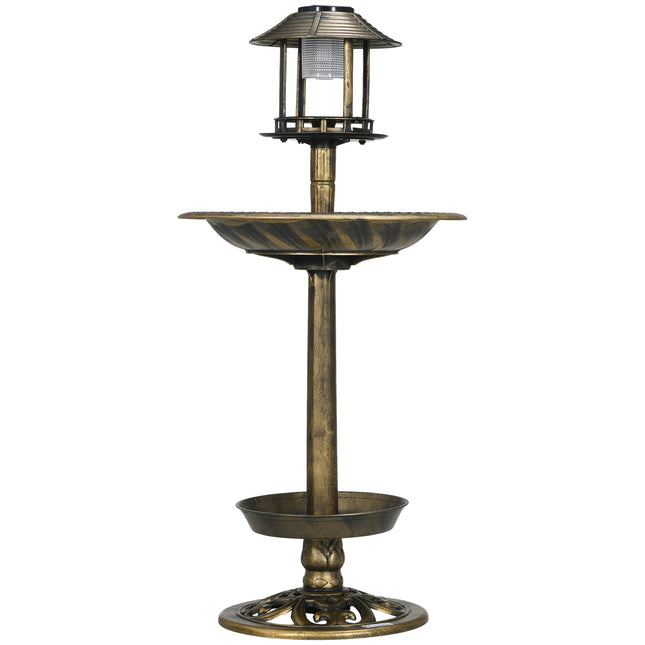 Solar-Vogelbad mit Futterstelle – 110 cm Höhe, Bronze-Finish