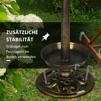Bain d'oiseaux avec lumière solaire 110 cm de hauteur Bain d'oiseaux Mangeoire à oiseaux Bassin à oiseaux avec base de fleurs pour oiseaux sauvages Bronze
