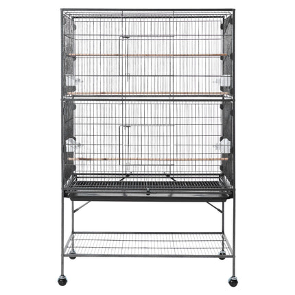 Bird Cage, Flat Top Wrought Iron, Slide-Out Tray, 37 In