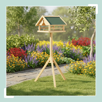 Bird Feeder with Pole – Spruce Wood, Weatherproof