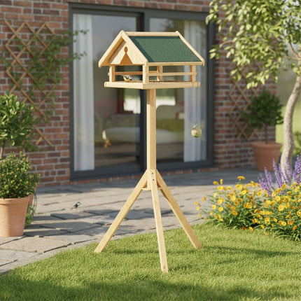 Bird Feeder with Pole – Spruce Wood, Weatherproof