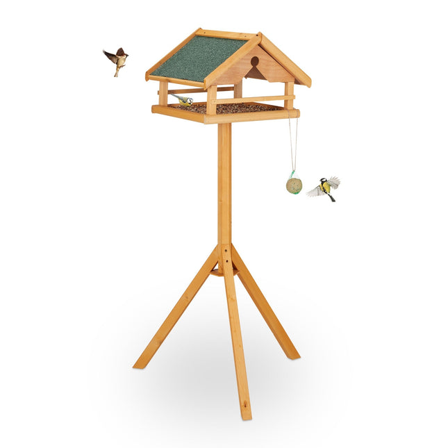 Vogelhaus mit Ständer – Fichtenholz, wetterfestes Dach