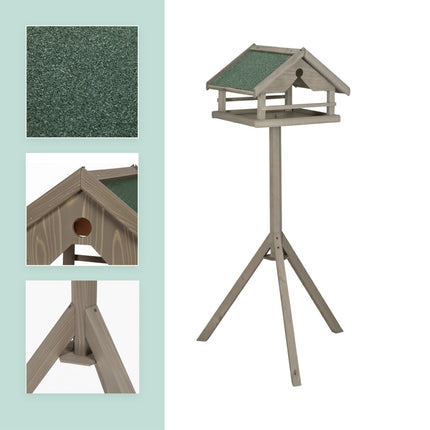 Vogelhaus mit Ständer – Fichtenholz, wetterfestes Dach