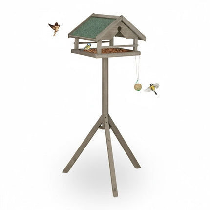 Vogelhaus mit Ständer – Fichtenholz, wetterfestes Dach