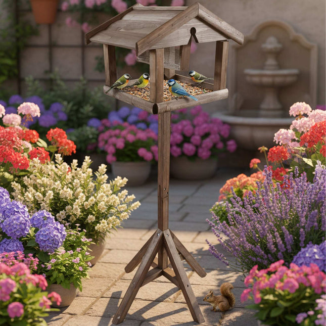 Bird Feeder with Stand – Fir Wood, Predator-Resistant