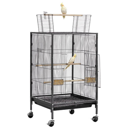 Bird Flight Cage 18x18x30 in, Open Top, Rolling Tray