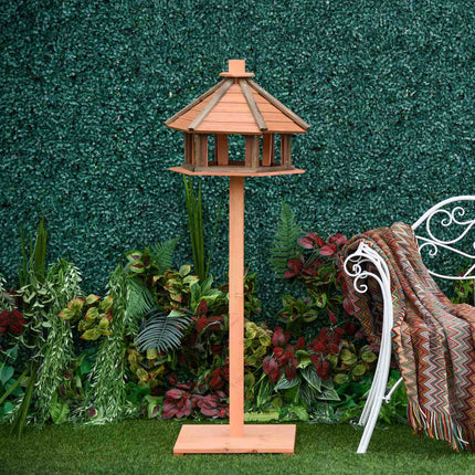 Wooden birdhouse feeder with waterproof roof, 52 x 130 cm