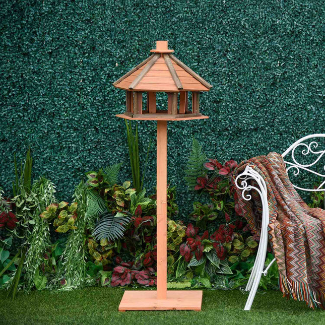 Wooden birdhouse feeder with waterproof roof, 52 x 130 cm