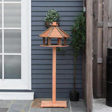 Wooden birdhouse feeder with waterproof roof, 52 x 130 cm
