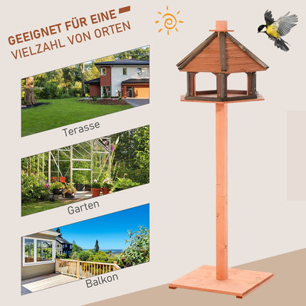Wooden birdhouse feeder with waterproof roof, 52 x 130 cm