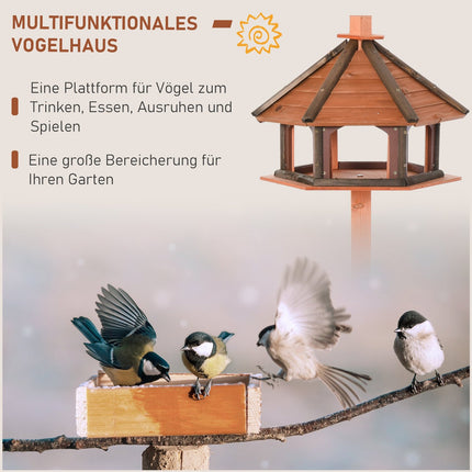 Wooden birdhouse feeder with waterproof roof, 52 x 130 cm