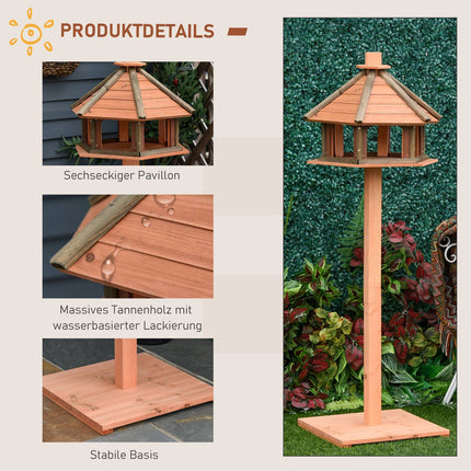 Wooden birdhouse feeder with waterproof roof, 52 x 130 cm