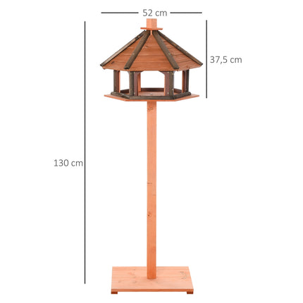 Wooden birdhouse feeder with waterproof roof, 52 x 130 cm