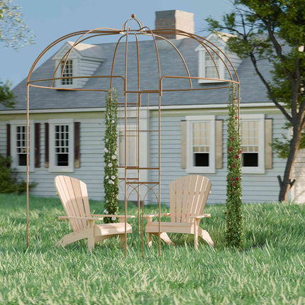 Kovová zahradní pergola ve tvaru ptačí klece – romantický altán
