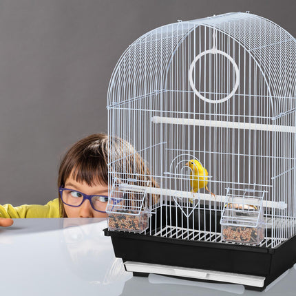 Cage à oiseaux avec accessoires noire
