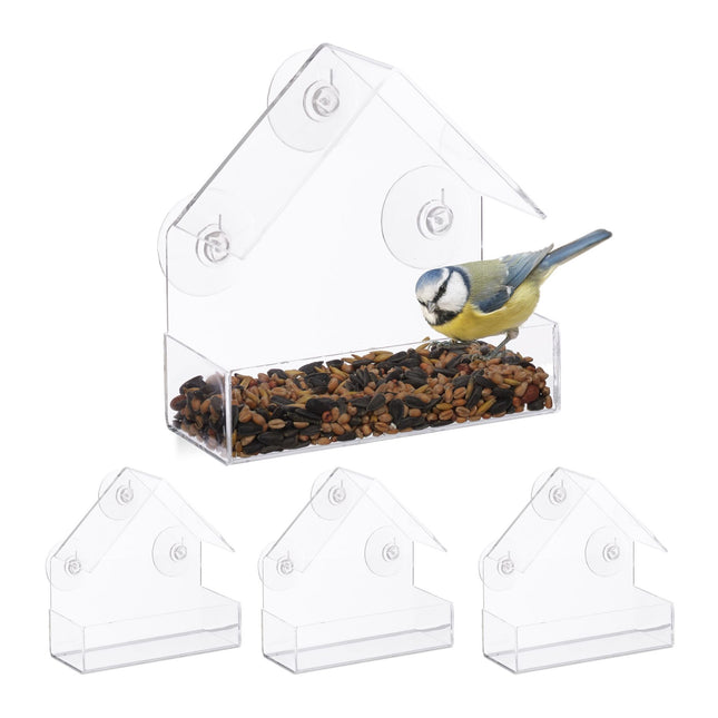 Vogelhäuschen für Fenster, 4er Set