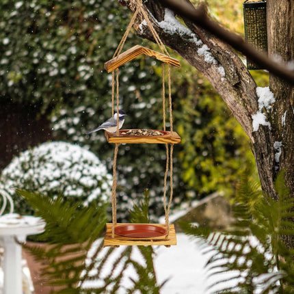 Mangeoire à oiseaux avec 2 bols
