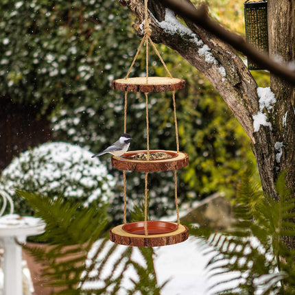 Mangeoire à oiseaux avec 2 bols