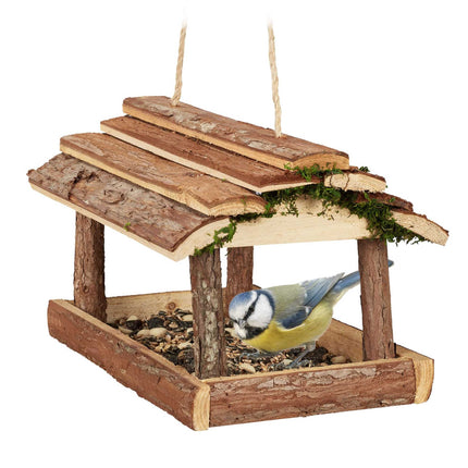 Bird feeder with bark