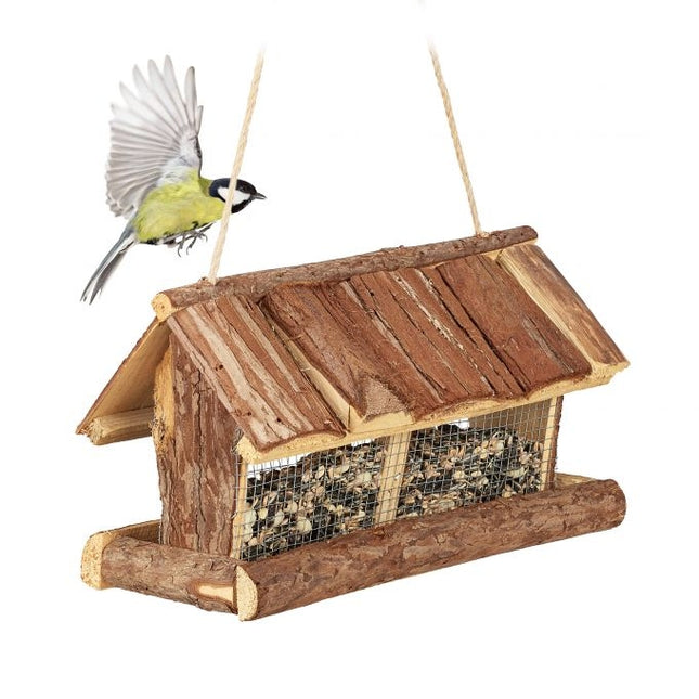 Mangeoire à oiseaux avec écorce