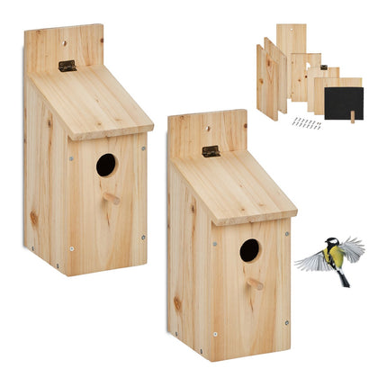 Birdhouse Kits with Perch & Hinged Roof – Set of 2