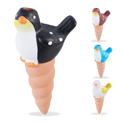 Vogel mit Zapfen aus Ton, 4er Set