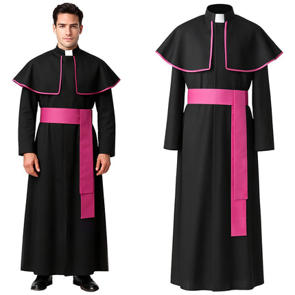 Bischofskostüm XL/XXL, Soutane & Cape für Erwachsene