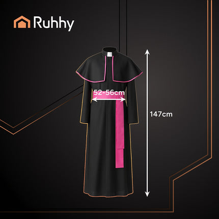 Bischofskostüm XL/XXL, Soutane & Cape für Erwachsene
