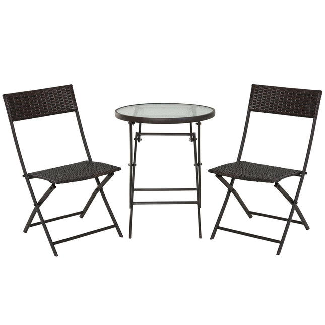 3-teiliges Polyrattan Klapp-Bistro-Set für Balkon - Braun