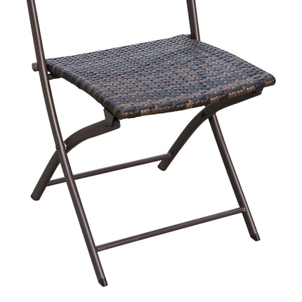 3-piece poly rattan folding bistro set for balcony - Brown